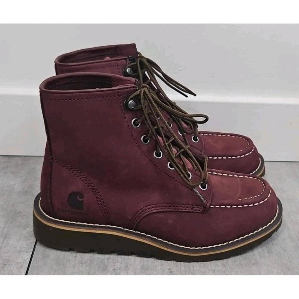 Carhartt Women's 6" Lightweight Moc Toe Wedge Boot Burgundy - FW6023-W,  6M